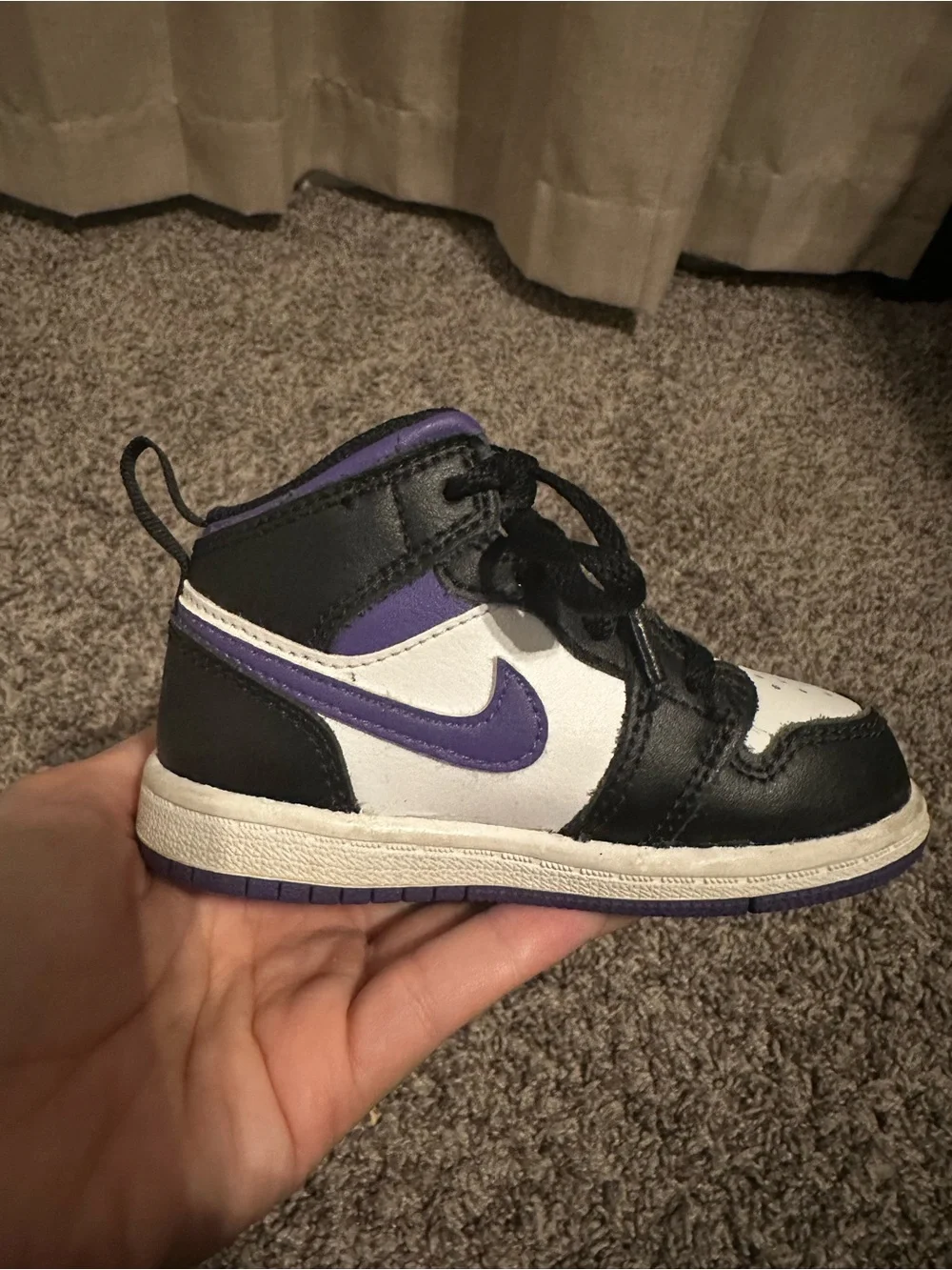 Nike Kids High-Top Sneakers in Black, White & Purple